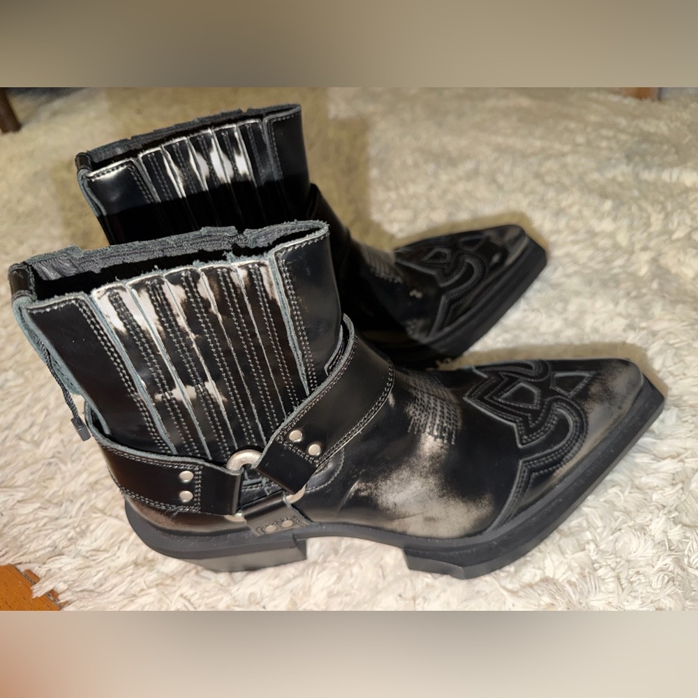 🆕🖤 ZARA  black cowboy boots style - Picture 4 of 11